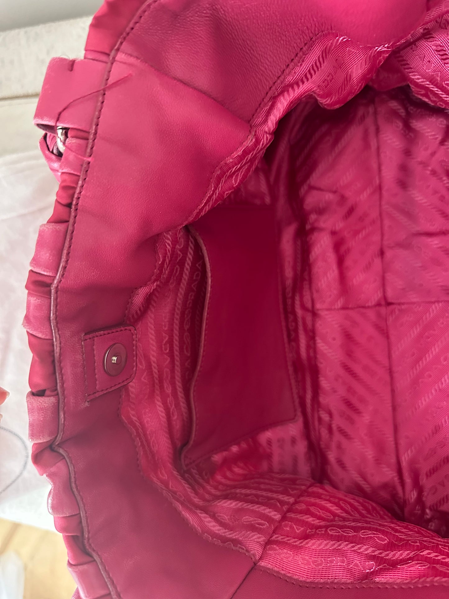Prada Pink Leather Nylon Tote w/ Dustbag