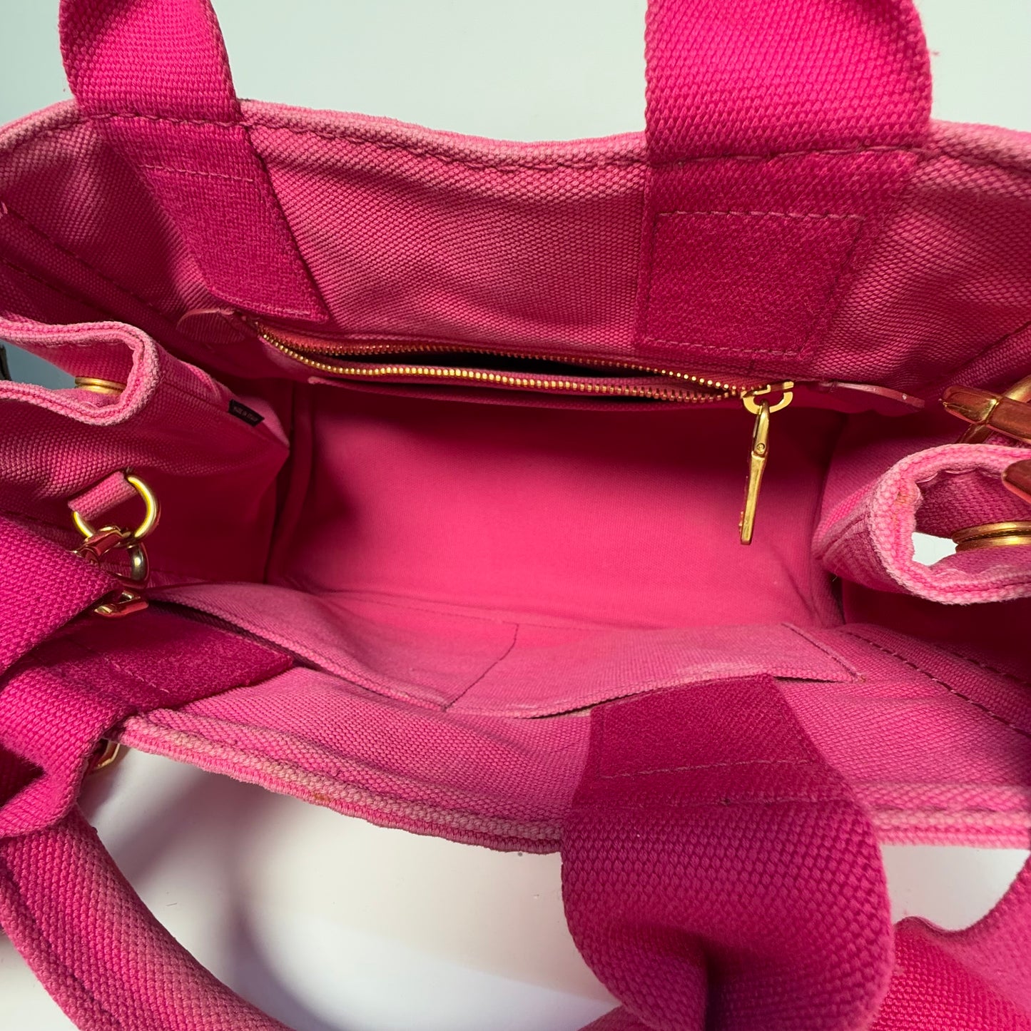 Prada Small Pink Canapa Tote w/ Strap