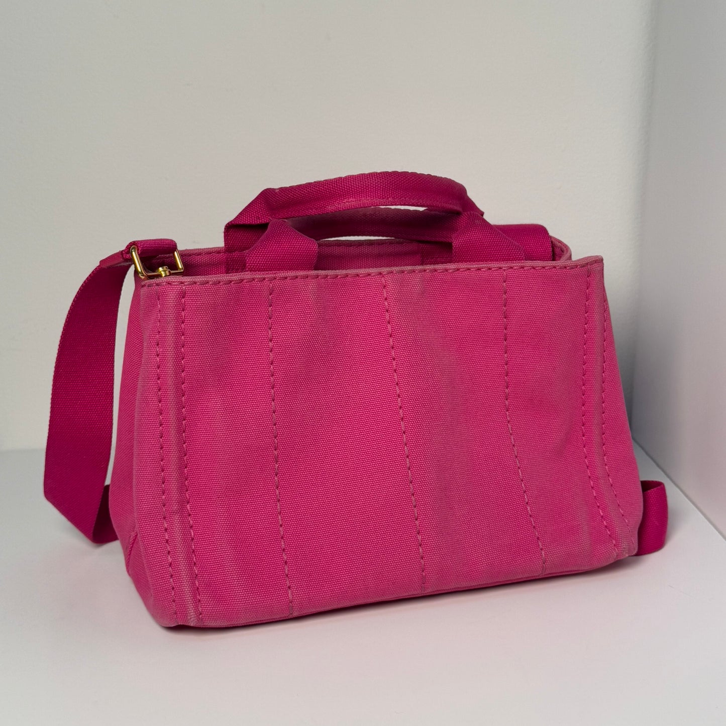 Prada Small Pink Canapa Tote w/ Strap