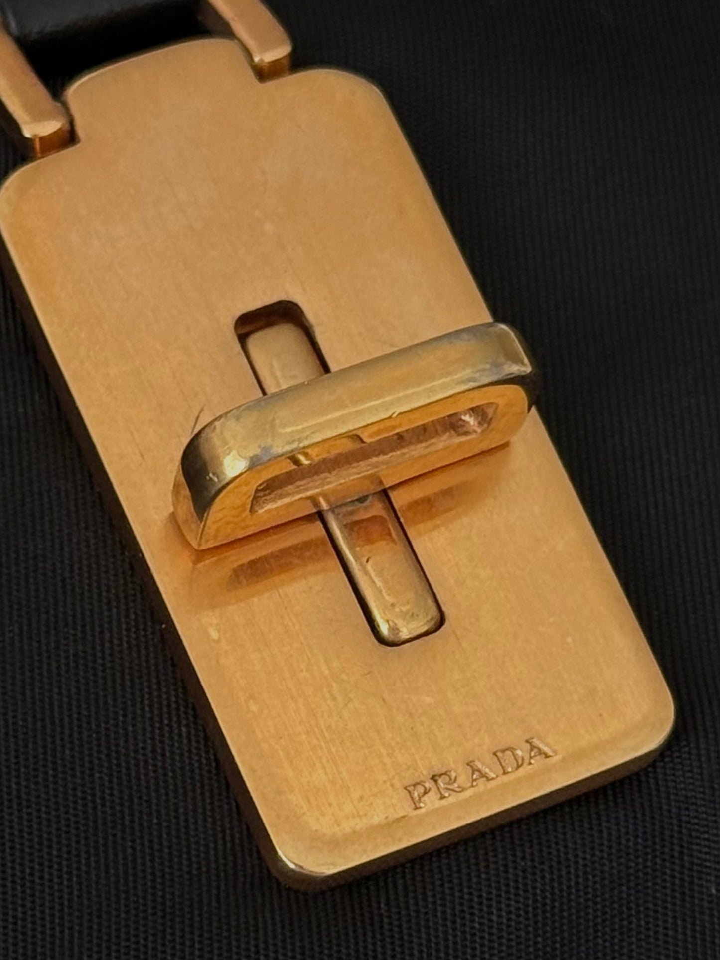 RARE Prada Black Gold Reversible Lock Shoulder Bag