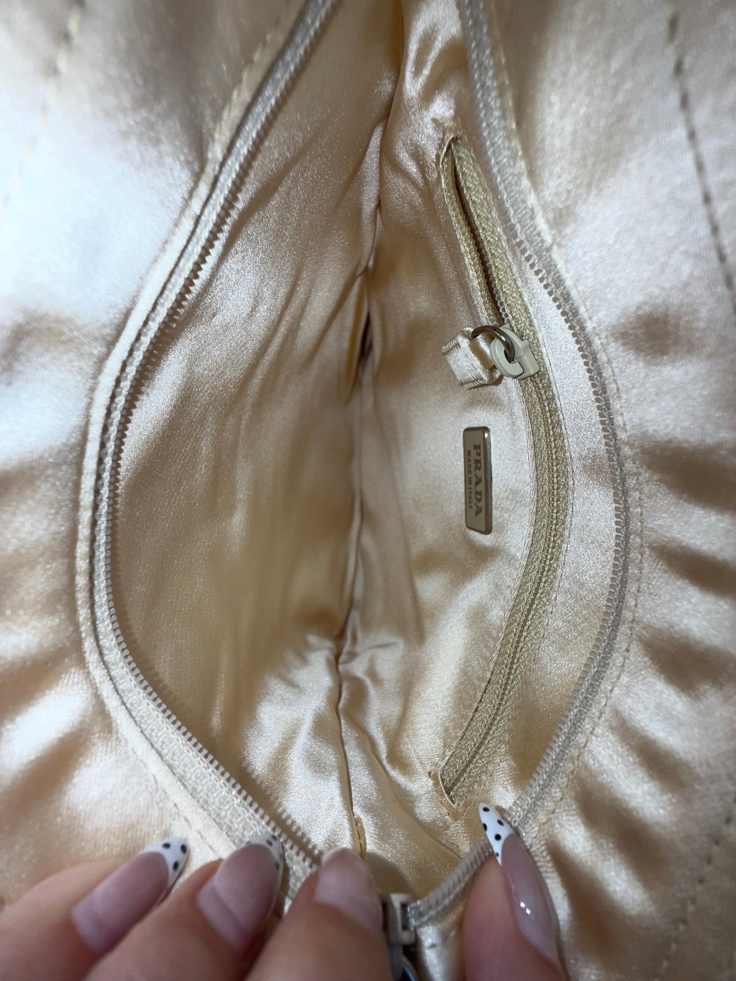 RARE Prada Beige Lace & Satin Mini Top Handle Bag w/ Papers