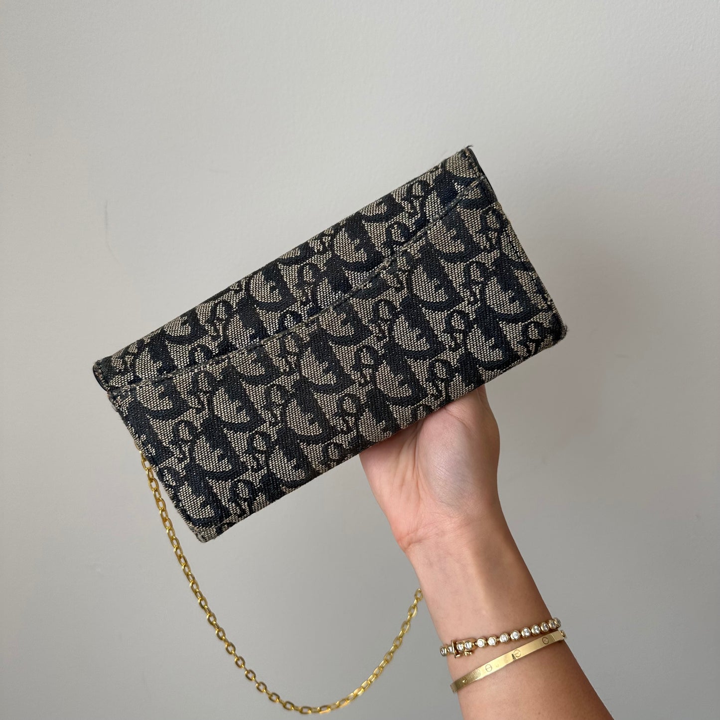 Christian Dior Saddle Navy Monogram Wallet On Chain
