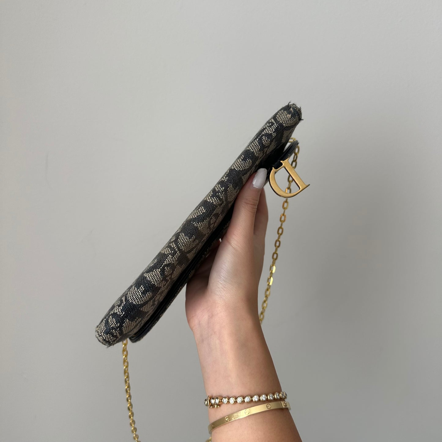 Christian Dior Saddle Navy Monogram Wallet On Chain
