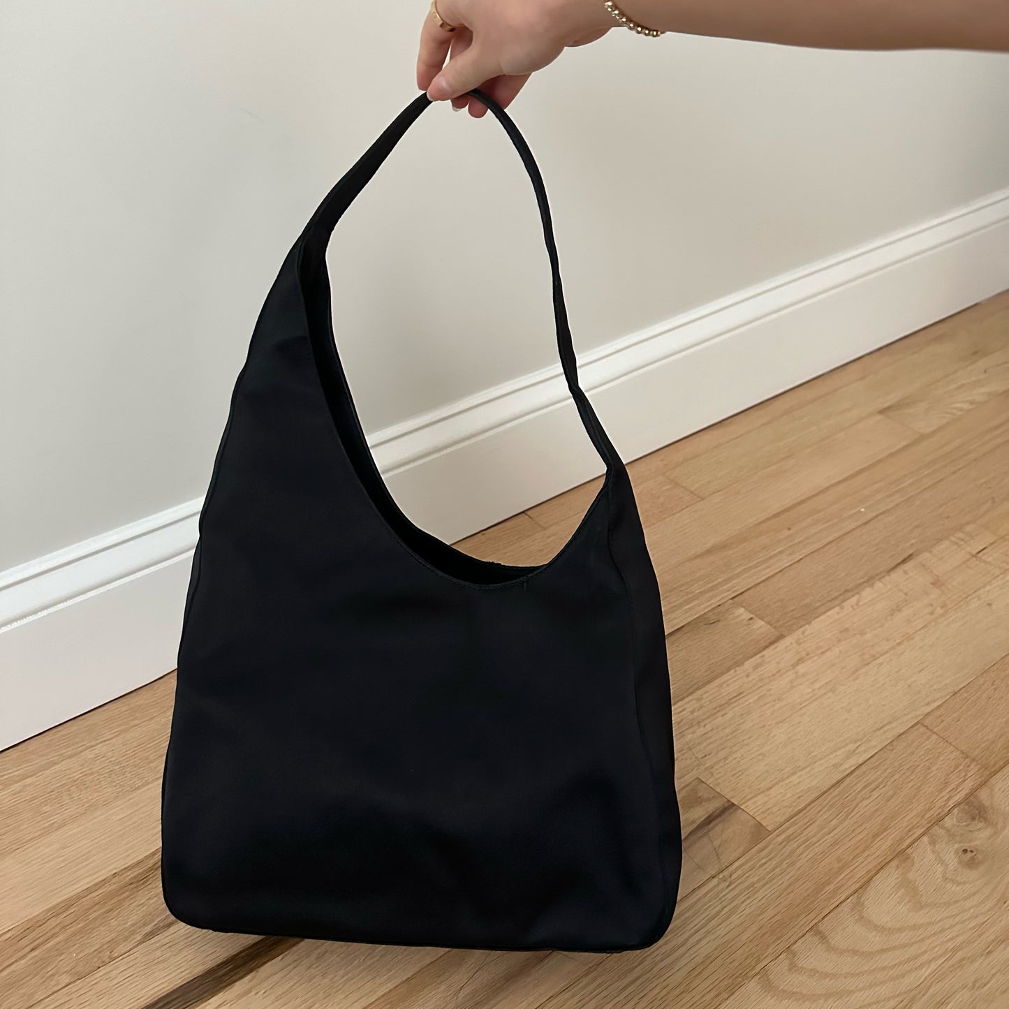 Prada Assymmetrical Silk Black Shoulder Bag