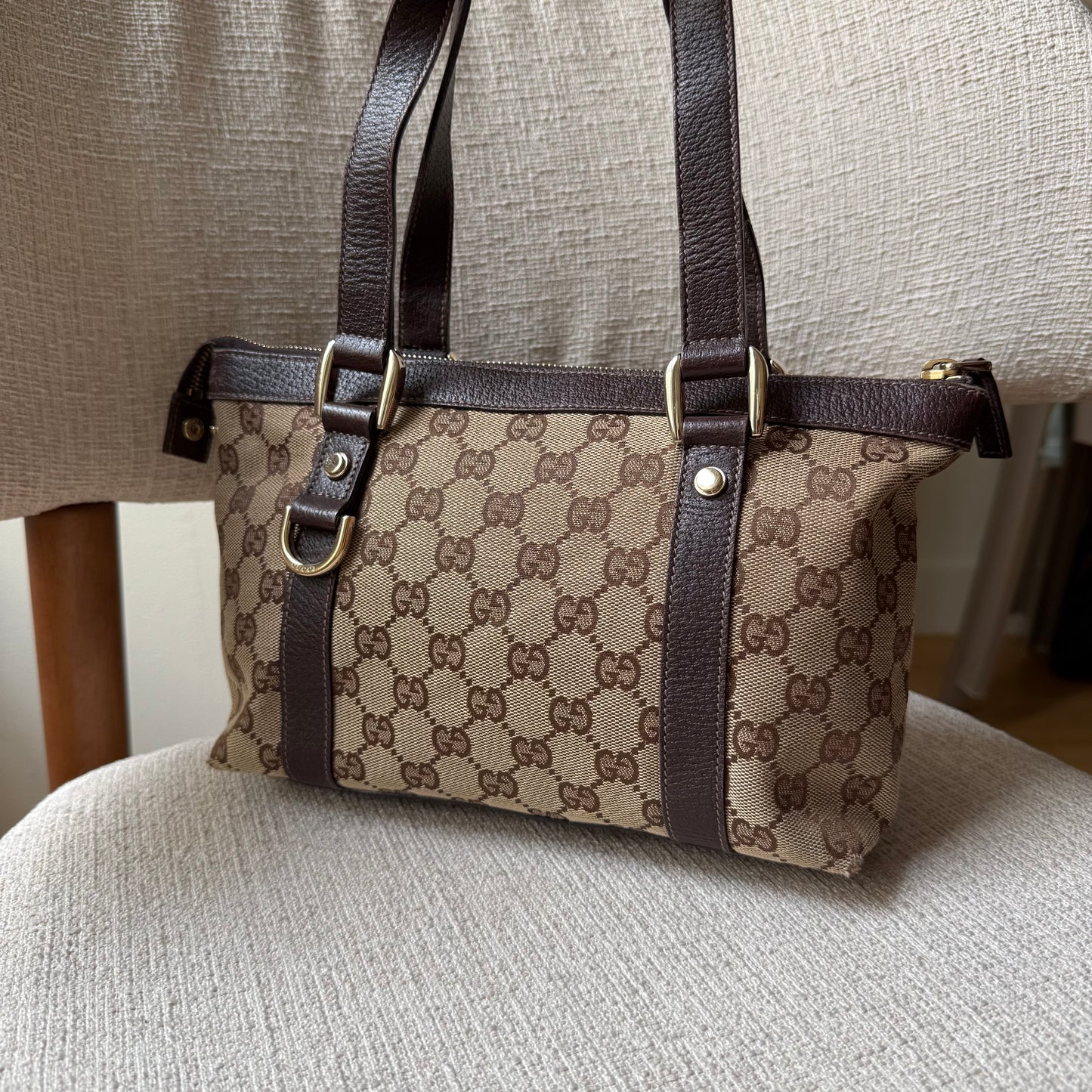 Gucci Brown Monogram Mini Tote Shoulder Bag w/ Dustbag