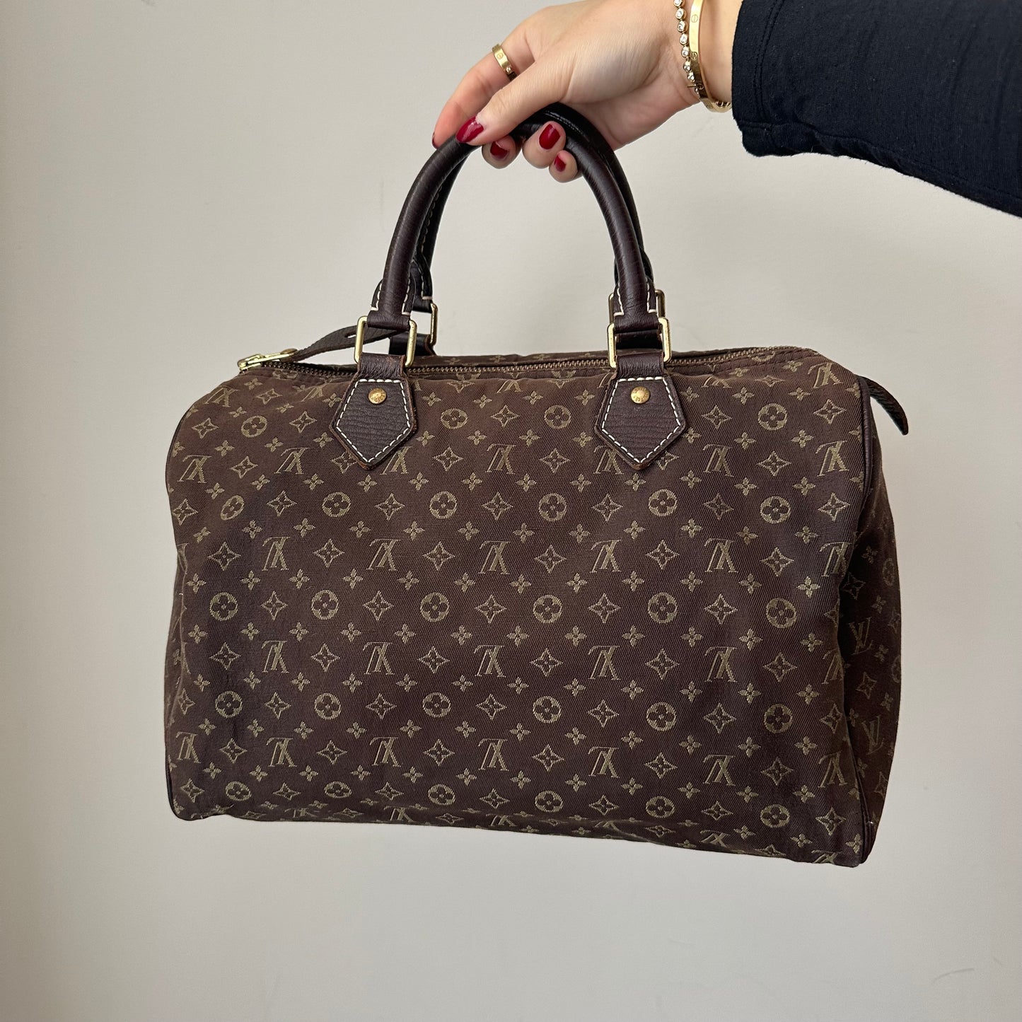 Louis Vuitton Mini Lin Brown Monogram Speedy 30