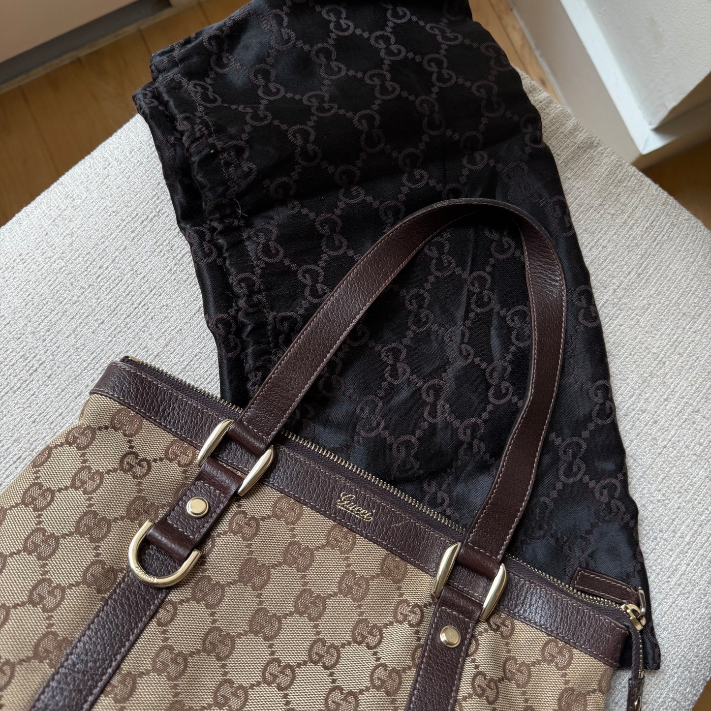 Gucci Brown Monogram Mini Tote Shoulder Bag w/ Dustbag
