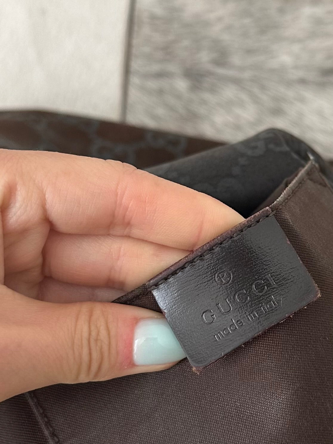 Gucci Brown Suede Monogram Shoulder Bag