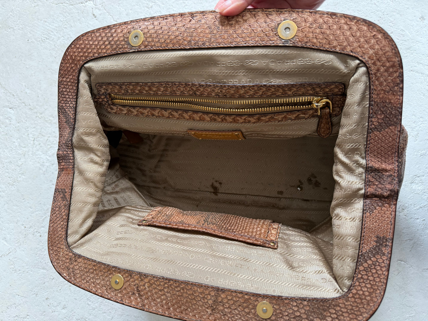 RARE Prada Python Leather Stripe Tote Bag