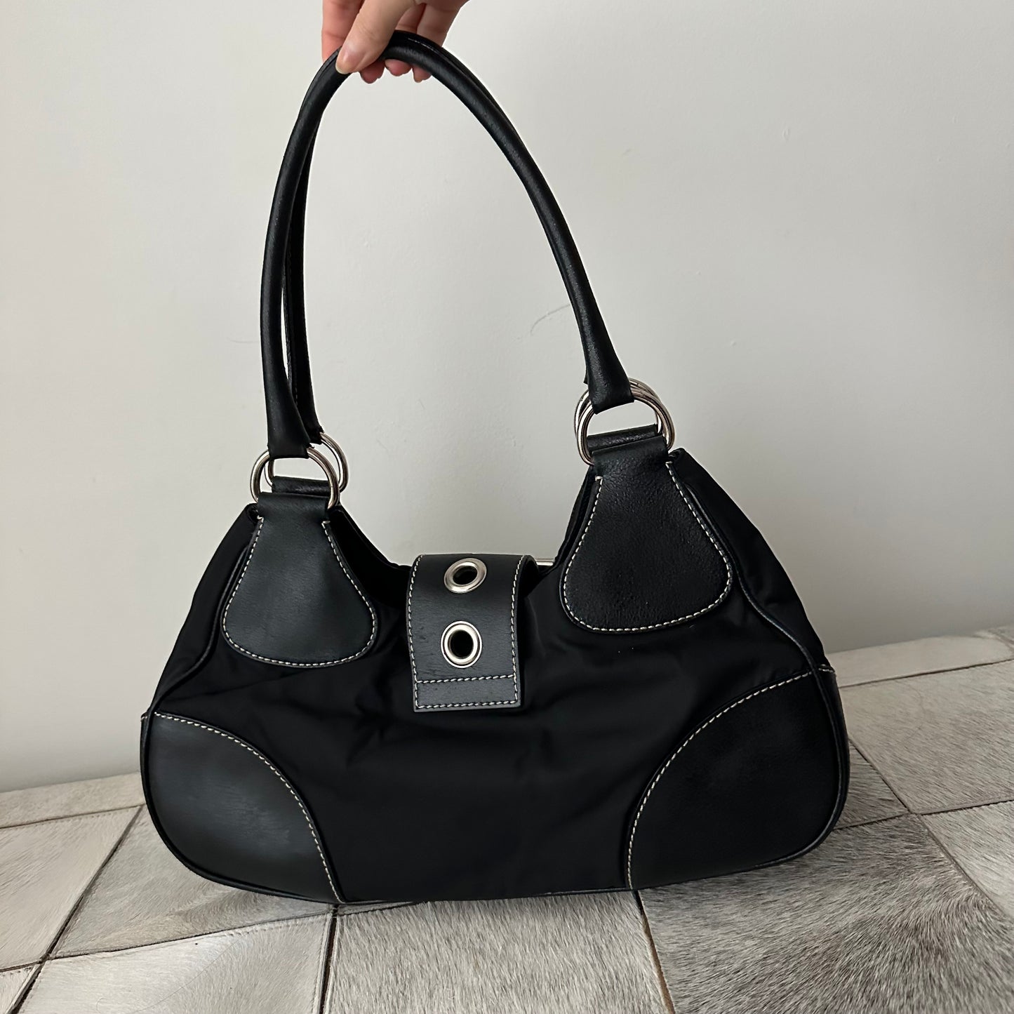 Prada Black Silver Moon Bag