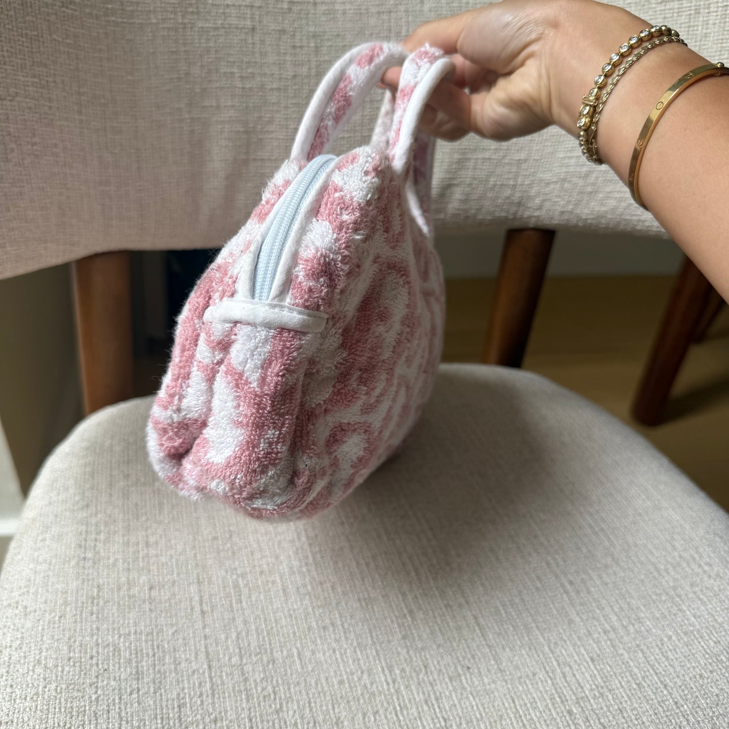 Christian Dior Pink Monogram Terry Cloth Bag