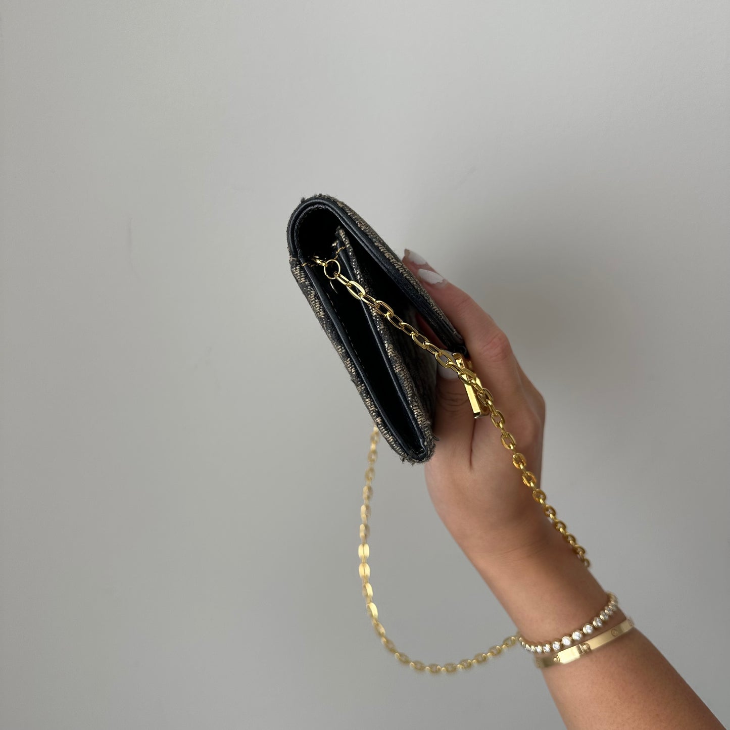 Christian Dior Saddle Navy Monogram Wallet On Chain