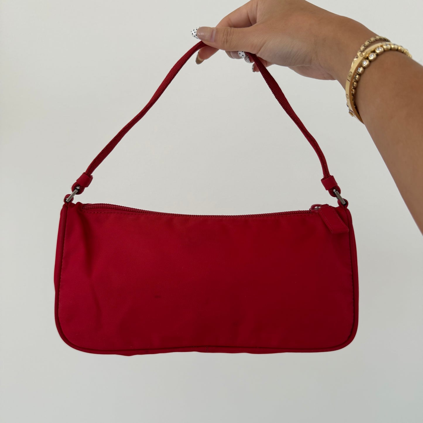 Prada Red Nylon Small Pochette Bag
