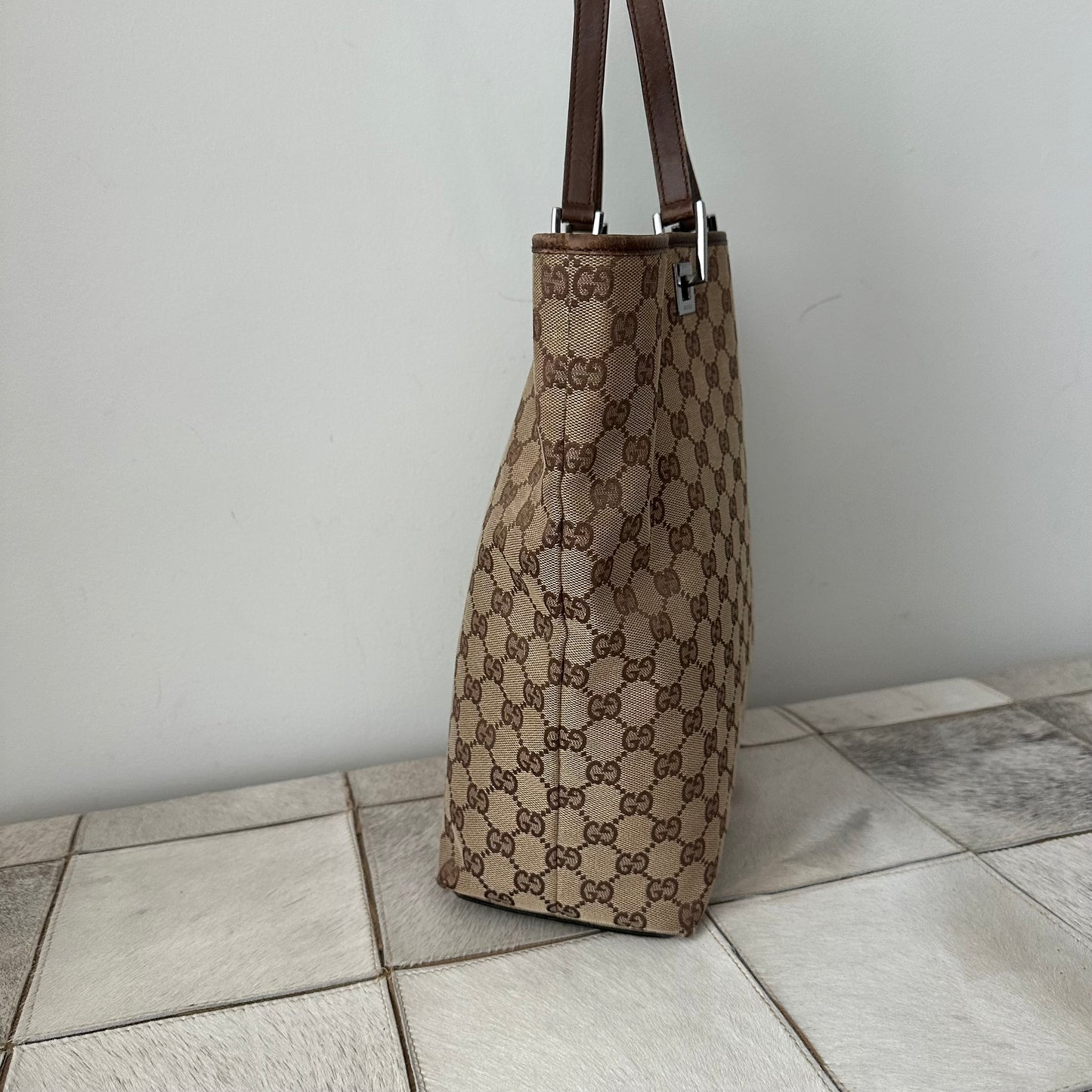 Gucci Brown Monogram Bucket Bag