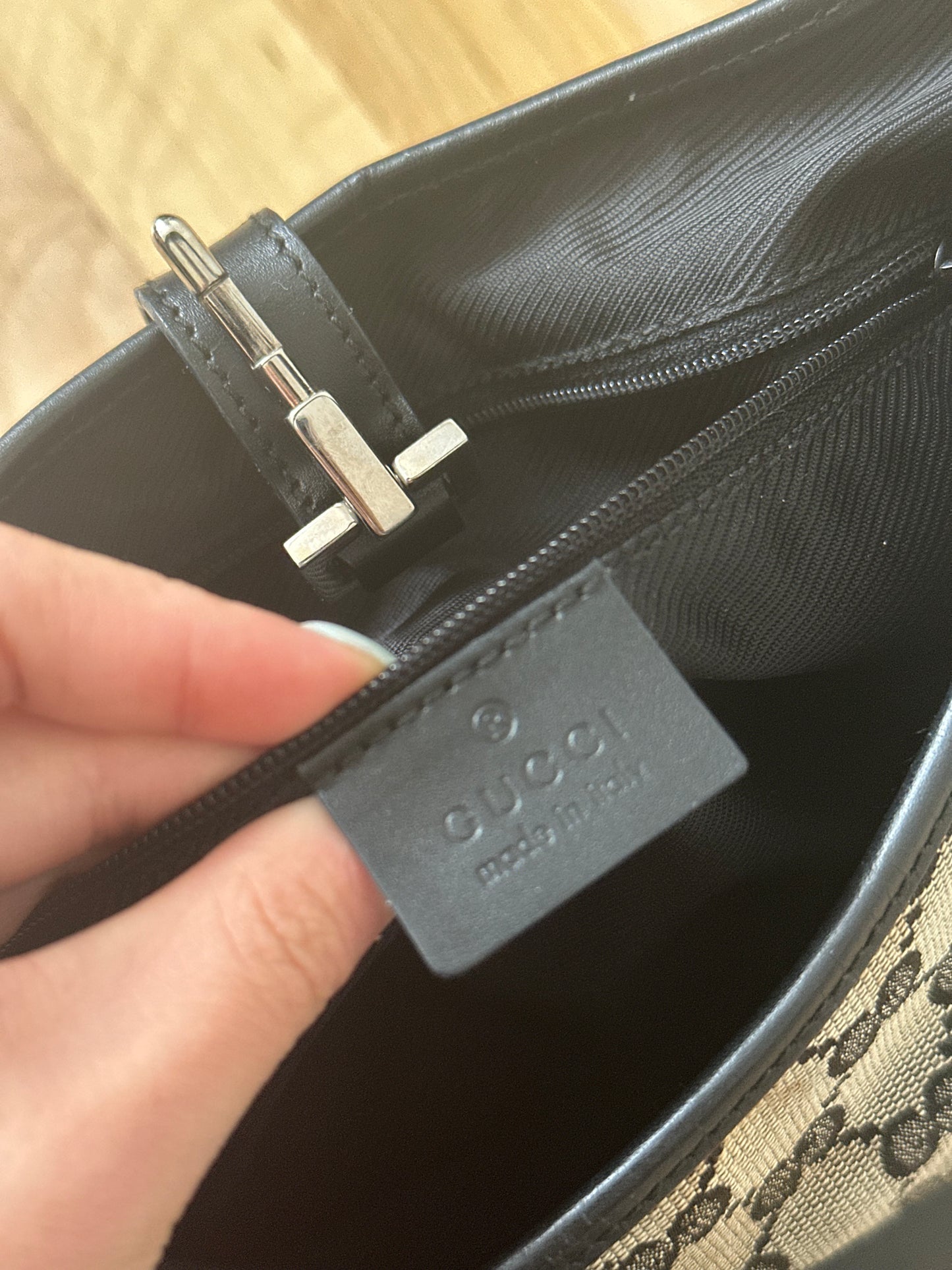 Gucci Black Monogram Jackie O Shoulder Bag
