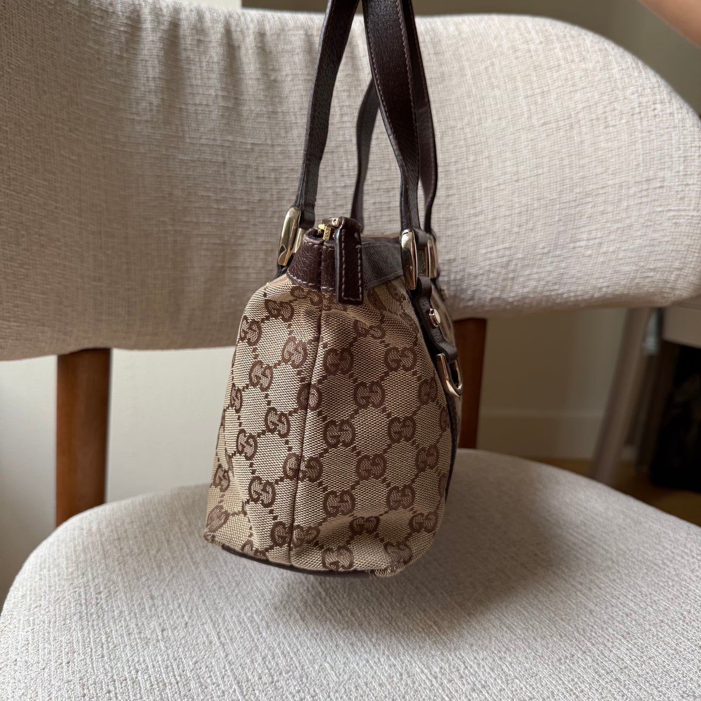 Gucci Brown Monogram Mini Tote Shoulder Bag w/ Dustbag