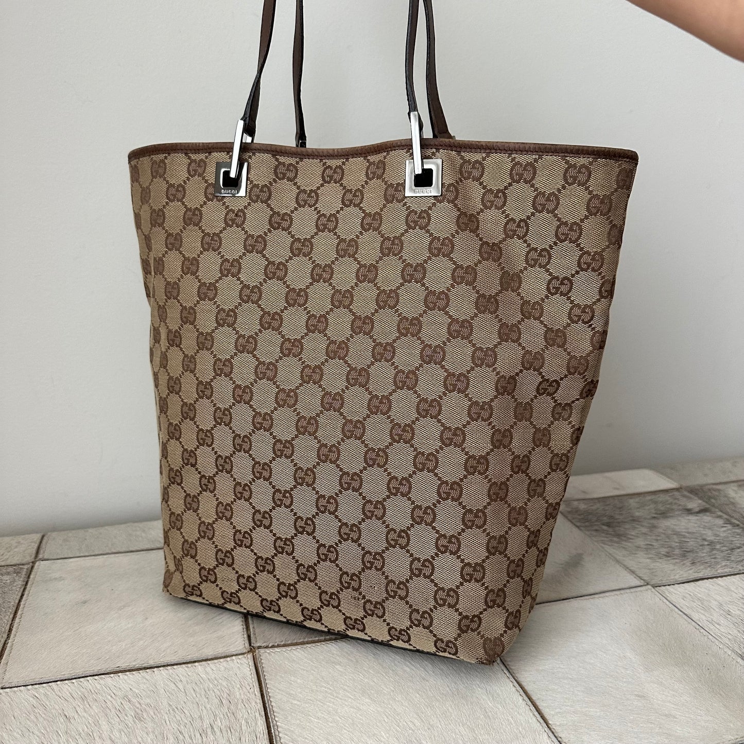 Gucci Brown Monogram Bucket Bag