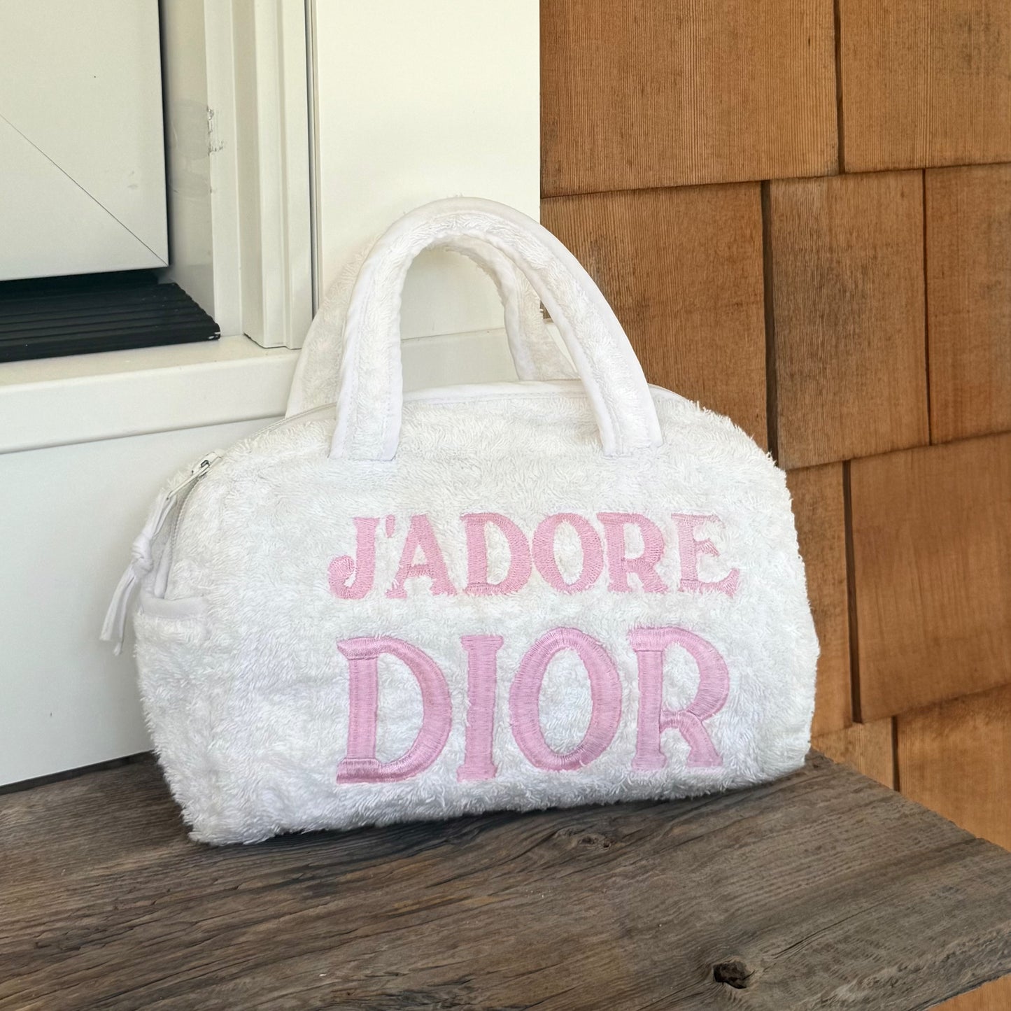 J'Adore Dior Pink Terry Cloth Top Handle Bag