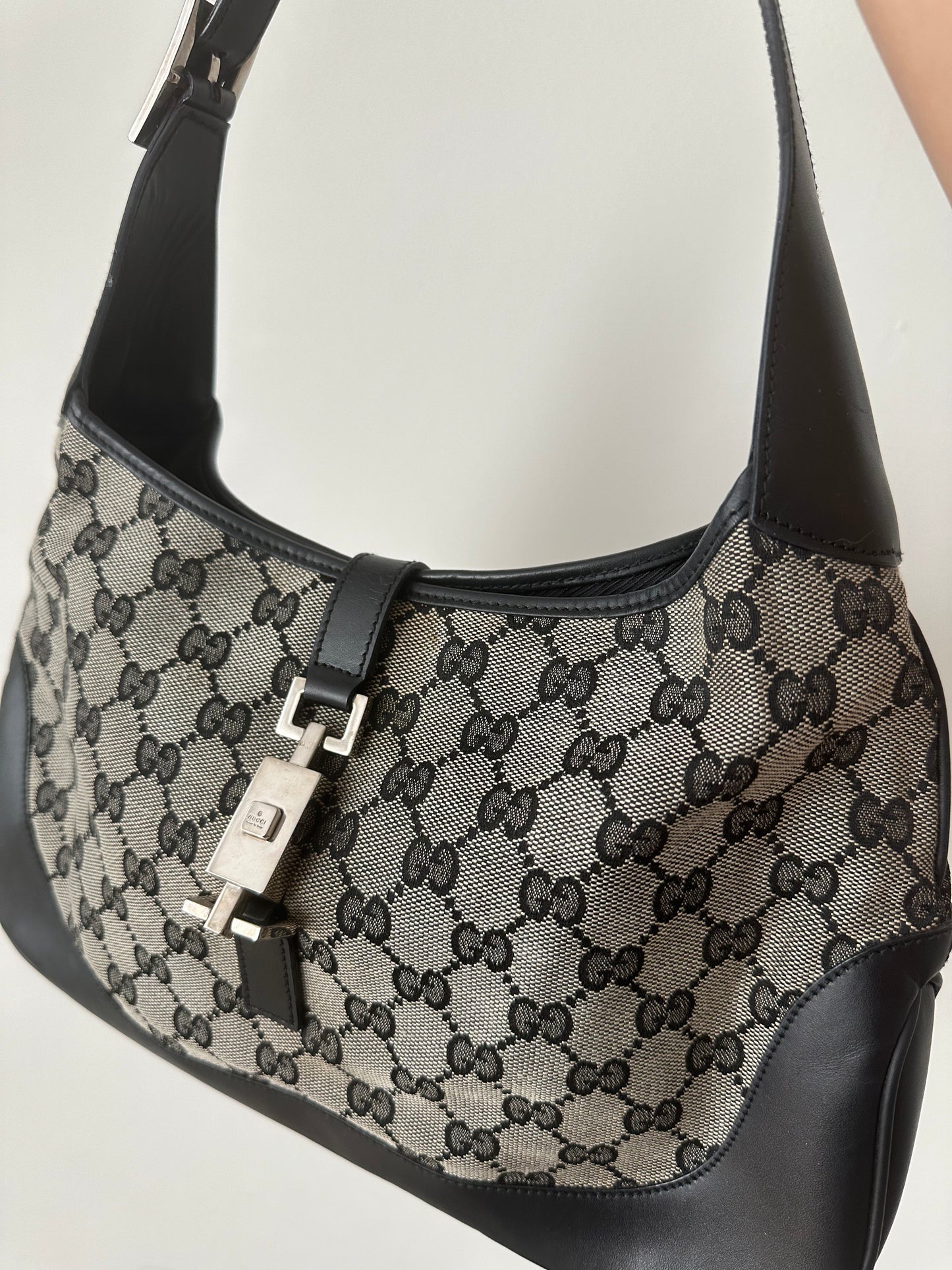 Gucci Black Monogram Jackie O Shoulder Bag