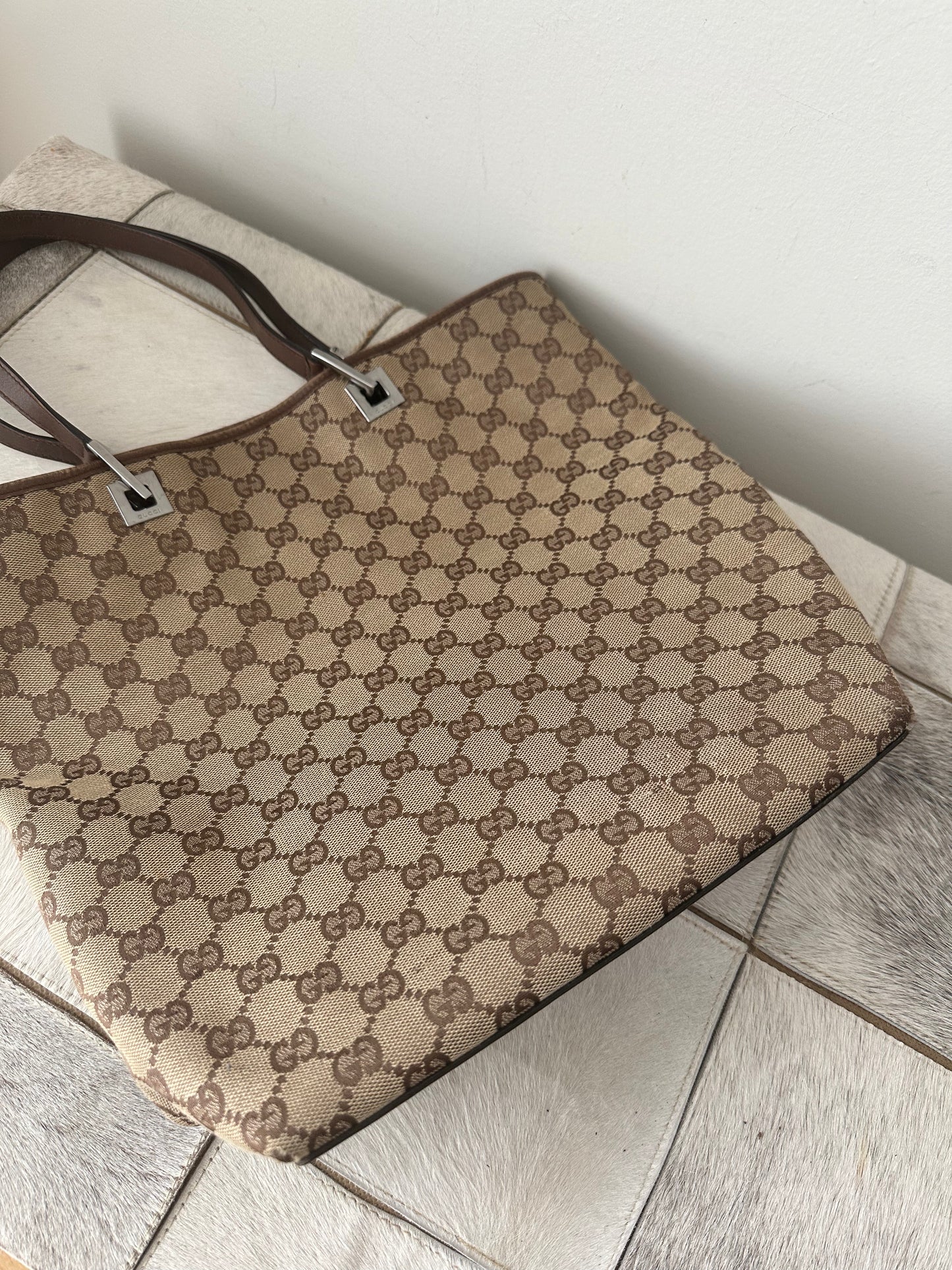 Gucci Brown Monogram Bucket Bag