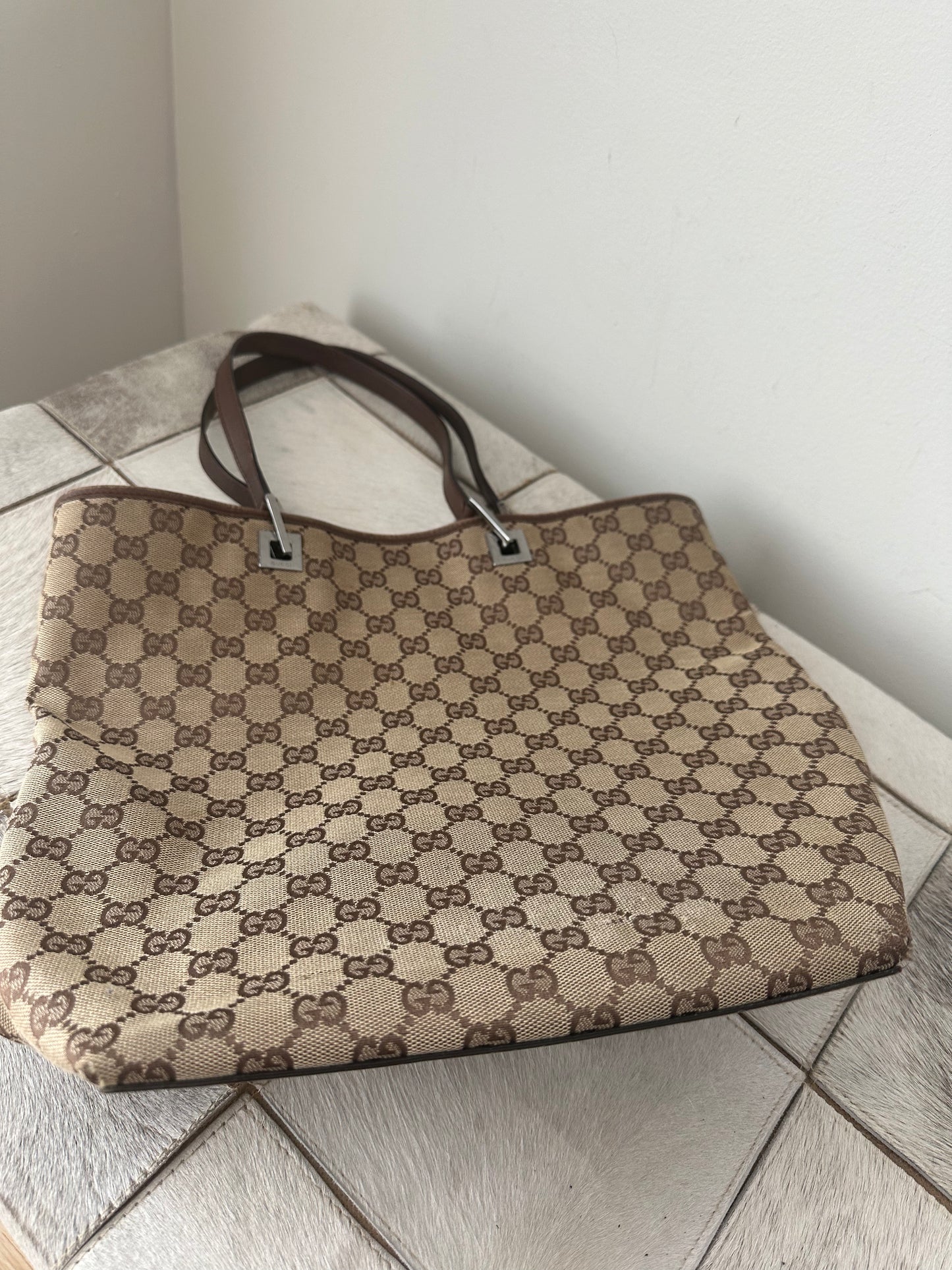 Gucci Brown Monogram Bucket Bag