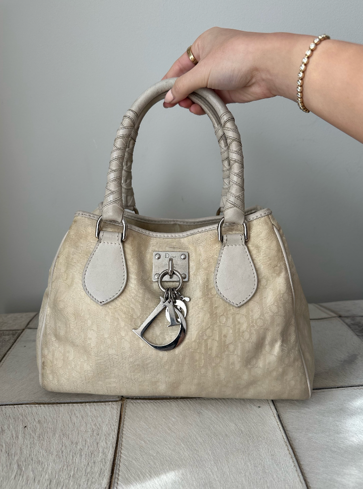 Christian Dior Ballerina Oblique Cream Tote Bag