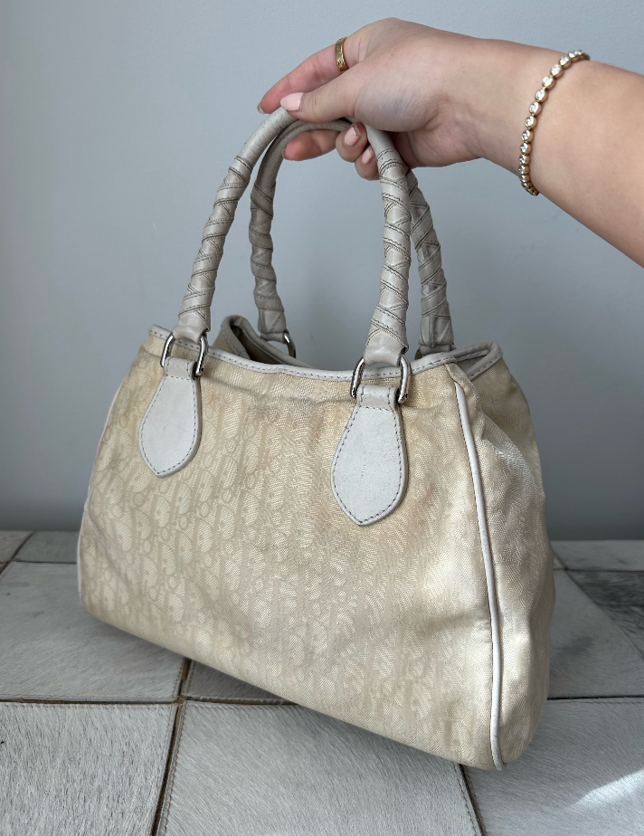 Christian Dior Ballerina Oblique Cream Tote Bag