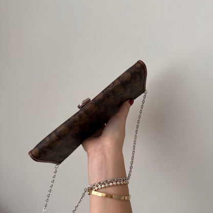 Christian Dior Brown Monogram Romantique Heart Wallet On Chain