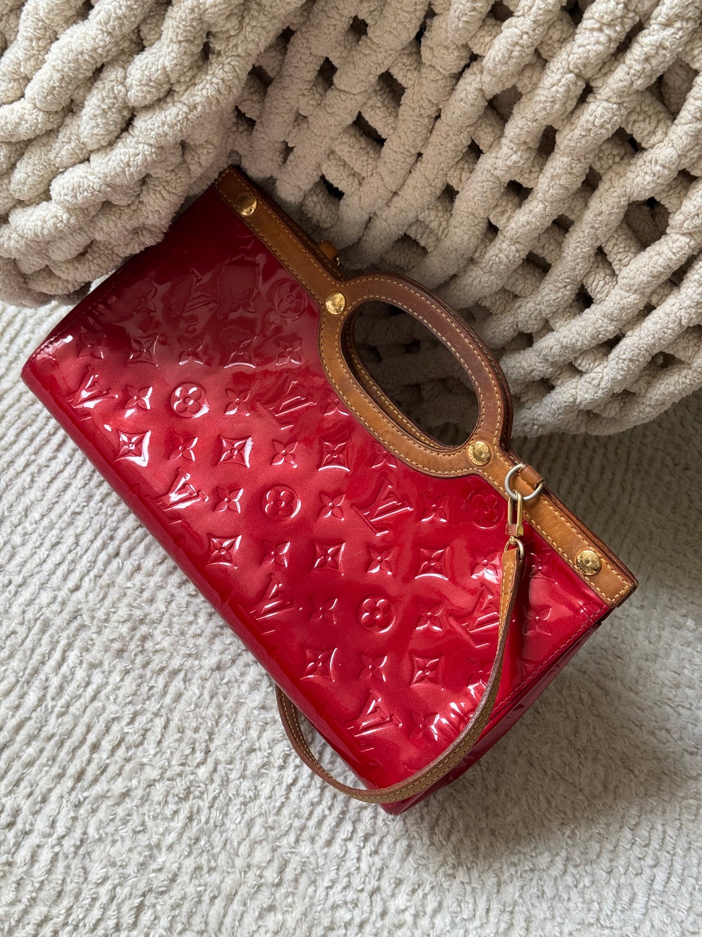 Louis Vuitton Red Vernis Roxbury Drive Bag w/ Strap