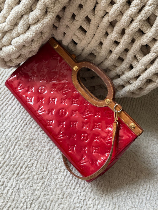 Louis Vuitton Red Vernis Roxbury Drive Bag w/ Strap
