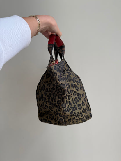 Fendi Cheetah Red Leather Top Handle Bag