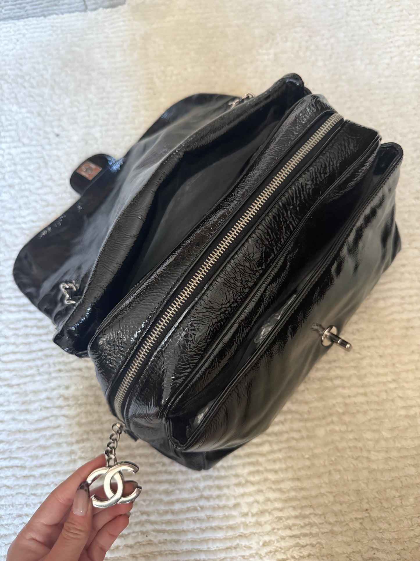 Chanel Black Patent Luxe Ligne Flap Bag