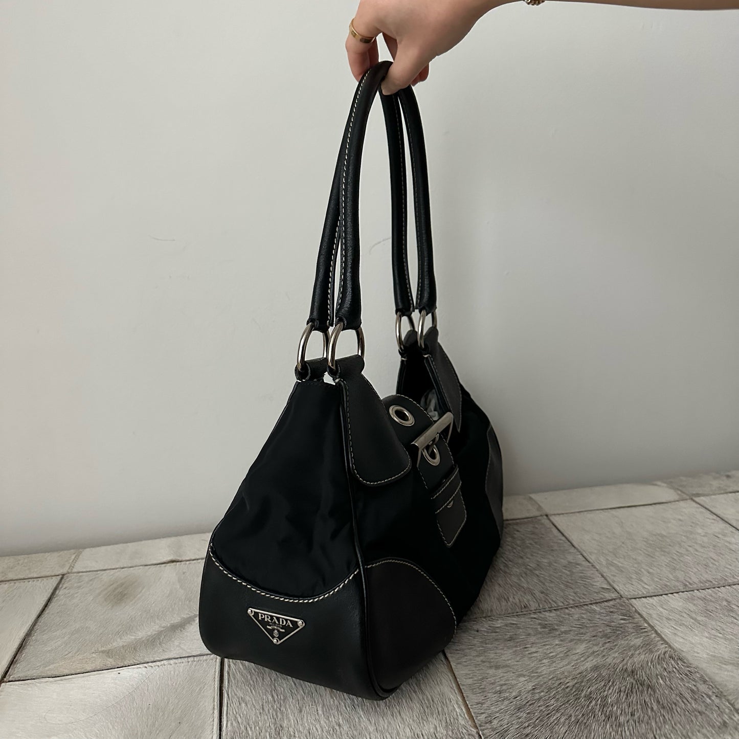 Prada Black Silver Moon Bag
