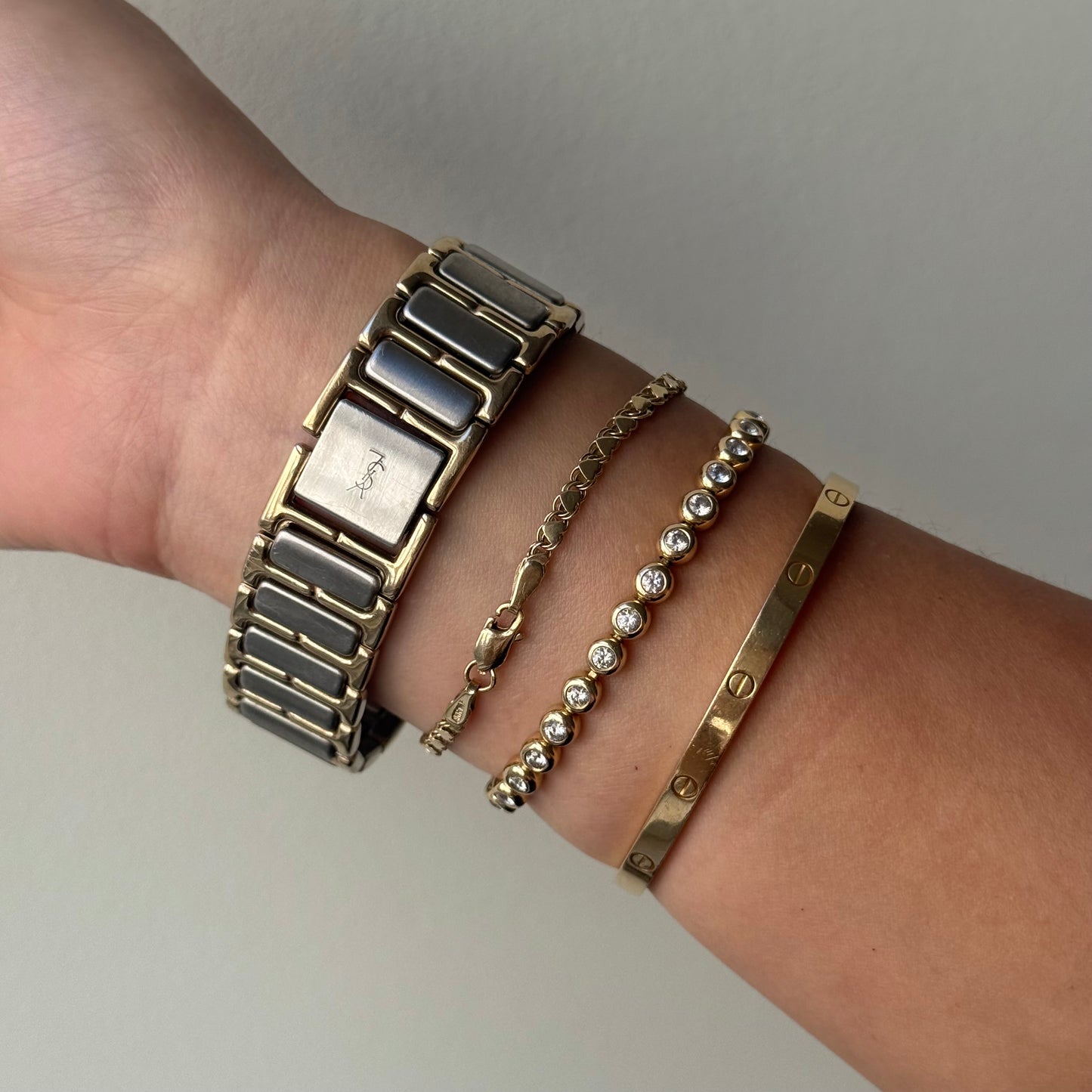 YSL 32mm Black Dial Two Tone Watch