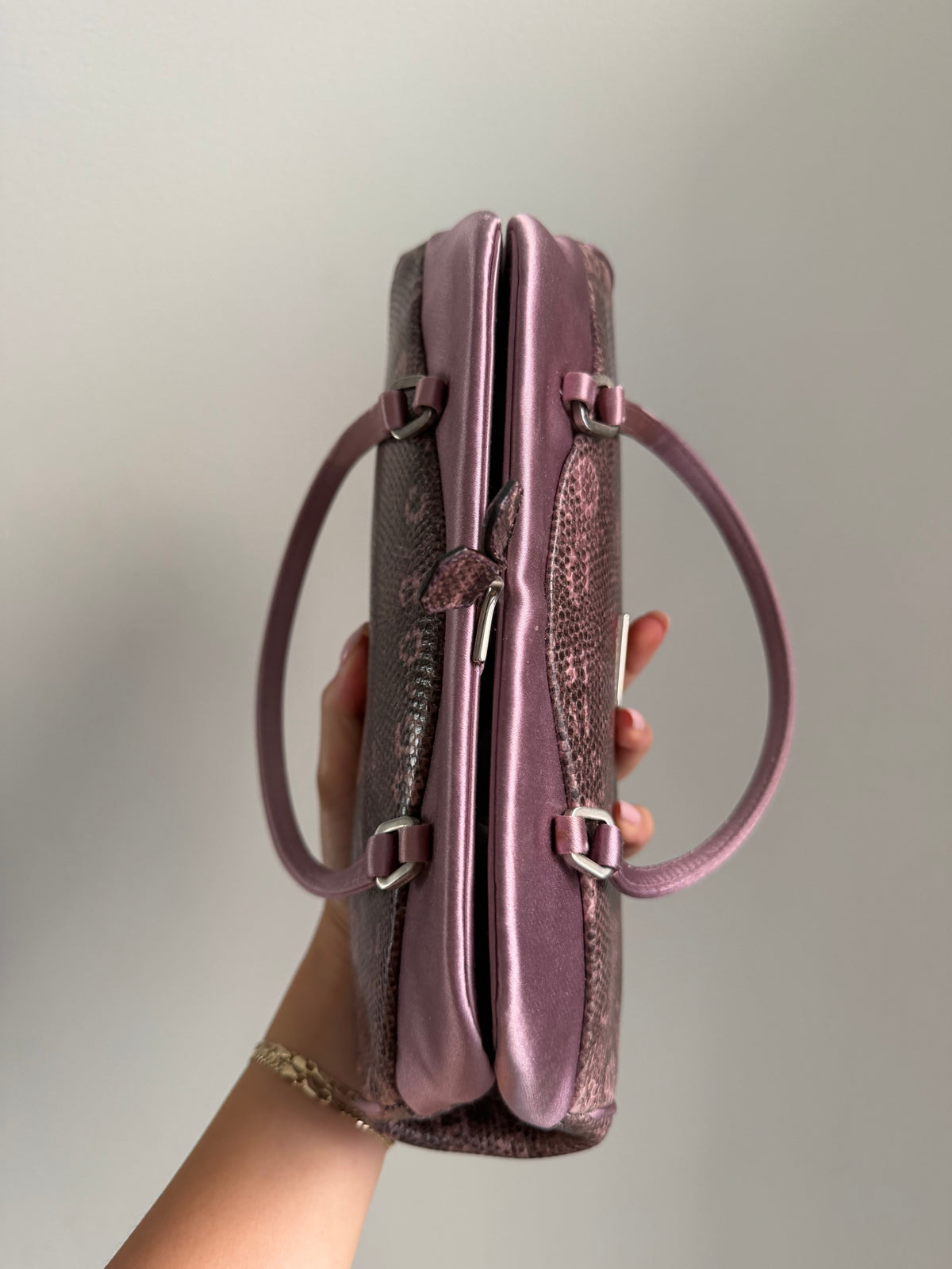 RARE Prada Purple Lizard Kiss Lock Evening Bag