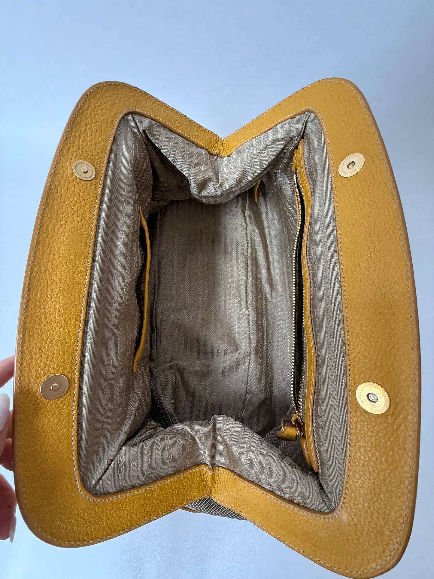 RARE Prada Yellow Studded Logo Frame Bag