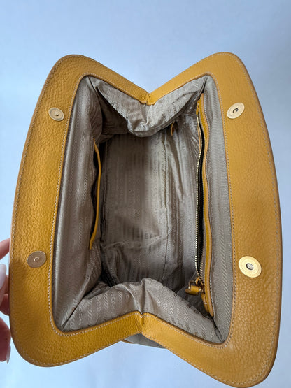 RARE Prada Yellow Studded Logo Frame Bag