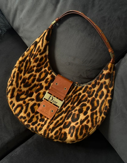 RARE Christian Dior Cheetah Ponyhair Street Chic Large Croissant Shoulder Bag