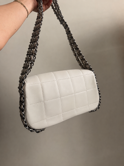 RARE Chanel 2004 Five Multi Chain White Lambskin Flap Bag