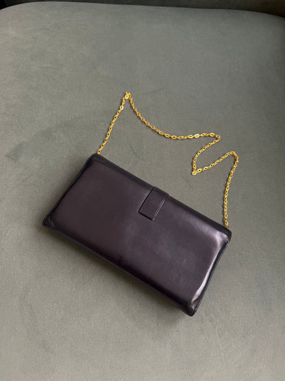 YSL Dark Navy Kate Lambskin Wallet On Chain