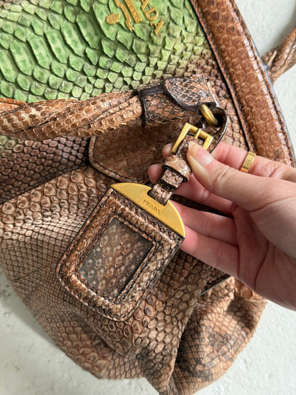 RARE Prada Python Leather Stripe Tote Bag