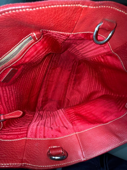 Prada Red Leather Braided Rope Tote Bag w/ Dustbag