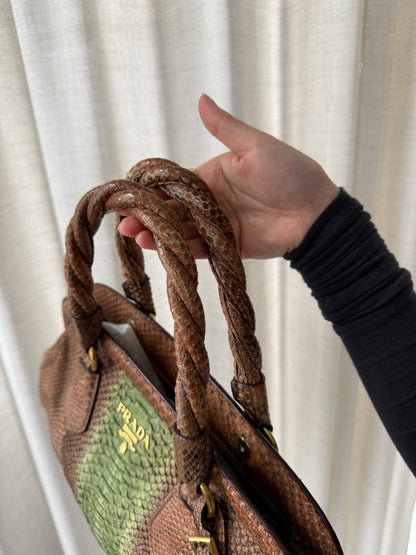 RARE Prada Python Leather Stripe Tote Bag