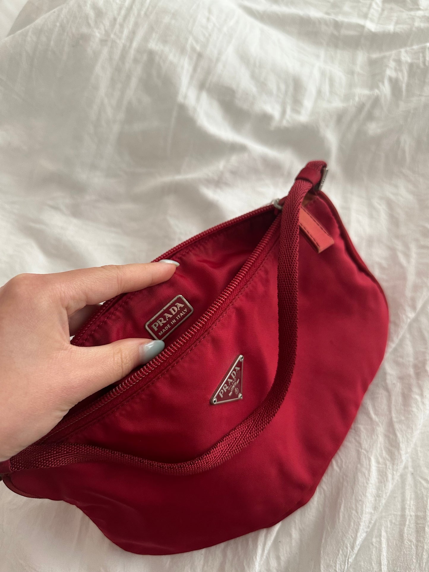 Prada Red Nylon Shoulder Bag