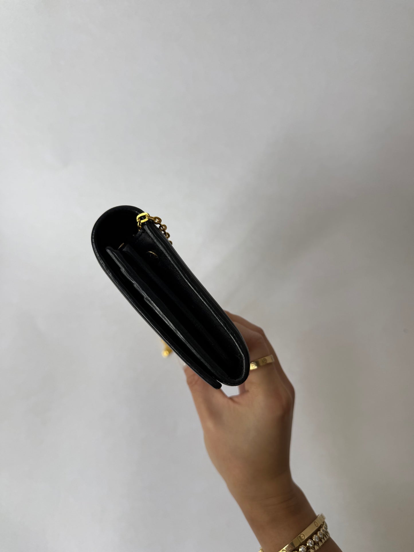YSL Black & Gold Kate Wallet On Chain w/ Box