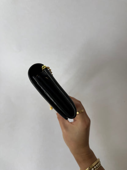 YSL Black & Gold Kate Wallet On Chain w/ Box