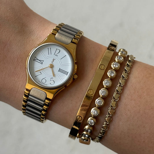 RARE YSL Roman East West Two Tone Watch