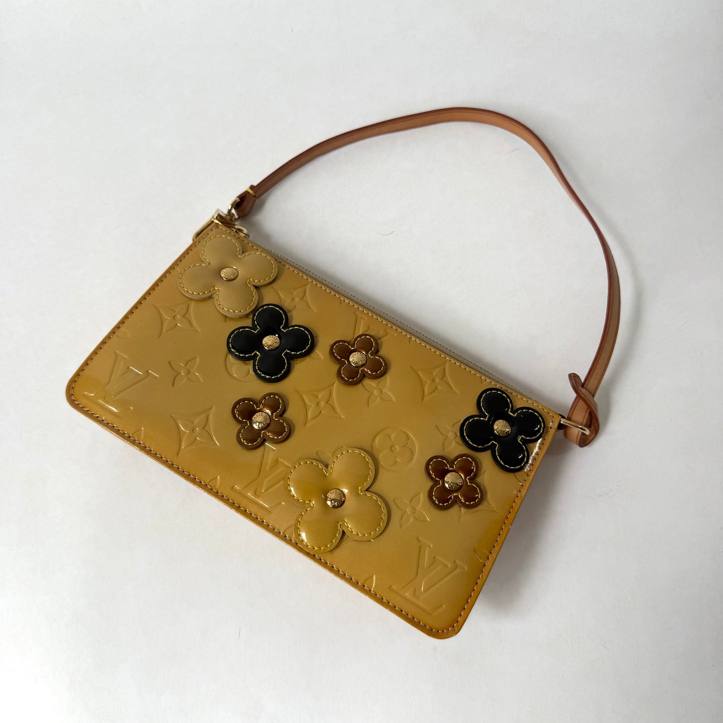 Louis Vuitton Yellow Vernis Lexington Flower Pochette