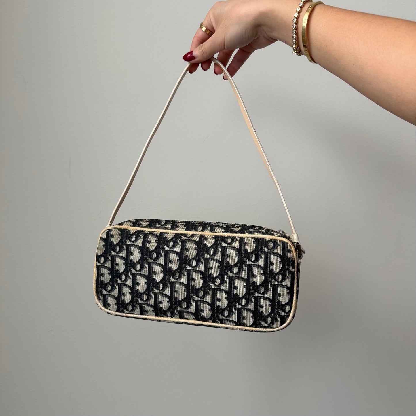Christian Dior Black Monogram Trotter Shoulder Bag
