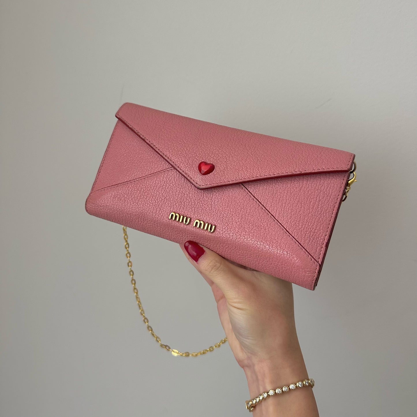 Miu Miu Love Letter Pink Wallet w/ Box